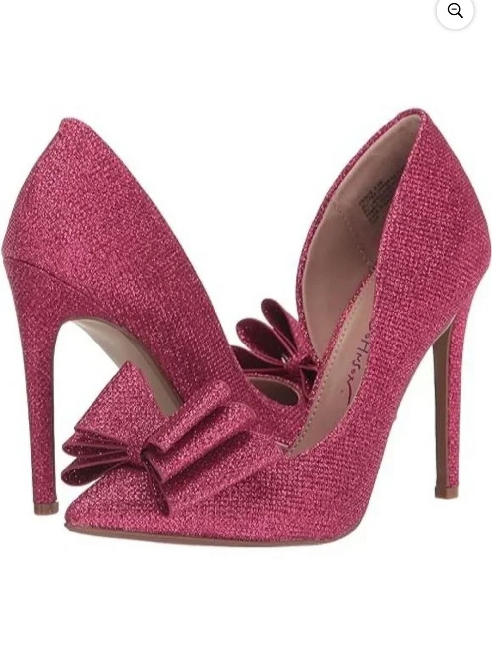 Betsey Johnson Pink Glitter Pointed-Toe Stiletto Pumps with Bow